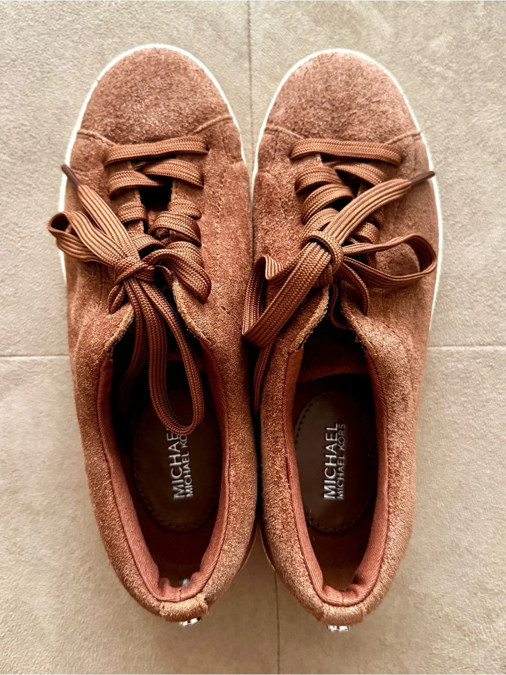 Michael Kors Cognac Genuine Suede Sneakers NEW